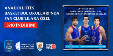 Anadolu Efes Basketbol Okulları’nda Fan Club’lılara %10 İndirim!